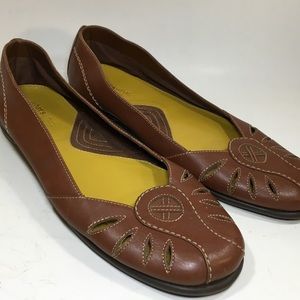 Aerosoles flats brown leather stitched loafers 10M